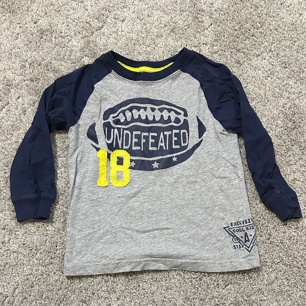 Undefeated Kids Gray and Navy Long Sleeve Tee with Yellow Accents